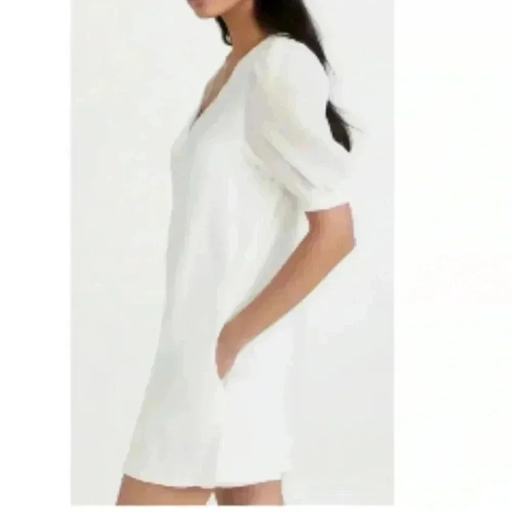 BB Dakota by Steven Madden White Lined Field of Gold Mini Shift Dress Size M - Picture 4 of 10